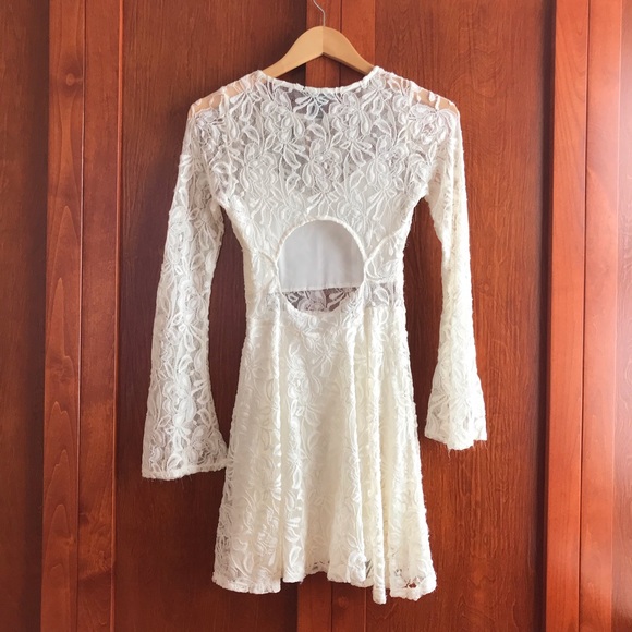 Forever 21 Floral Lace Boho Chic White Dress Small - Picture 4 of 8